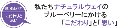 
私たちナチュラルウェイのブルーベリーにかける「こだわりと思い」