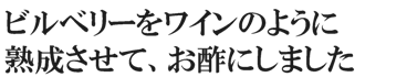 ビルベリーをワインのようにゆっくり熟成させて、お酢にしました